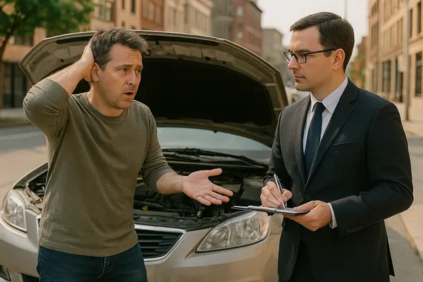 a man taking a report from the owner of a lemon car from Houston Lemon Law Lawyer A in Houston, TX - Lawyer near me