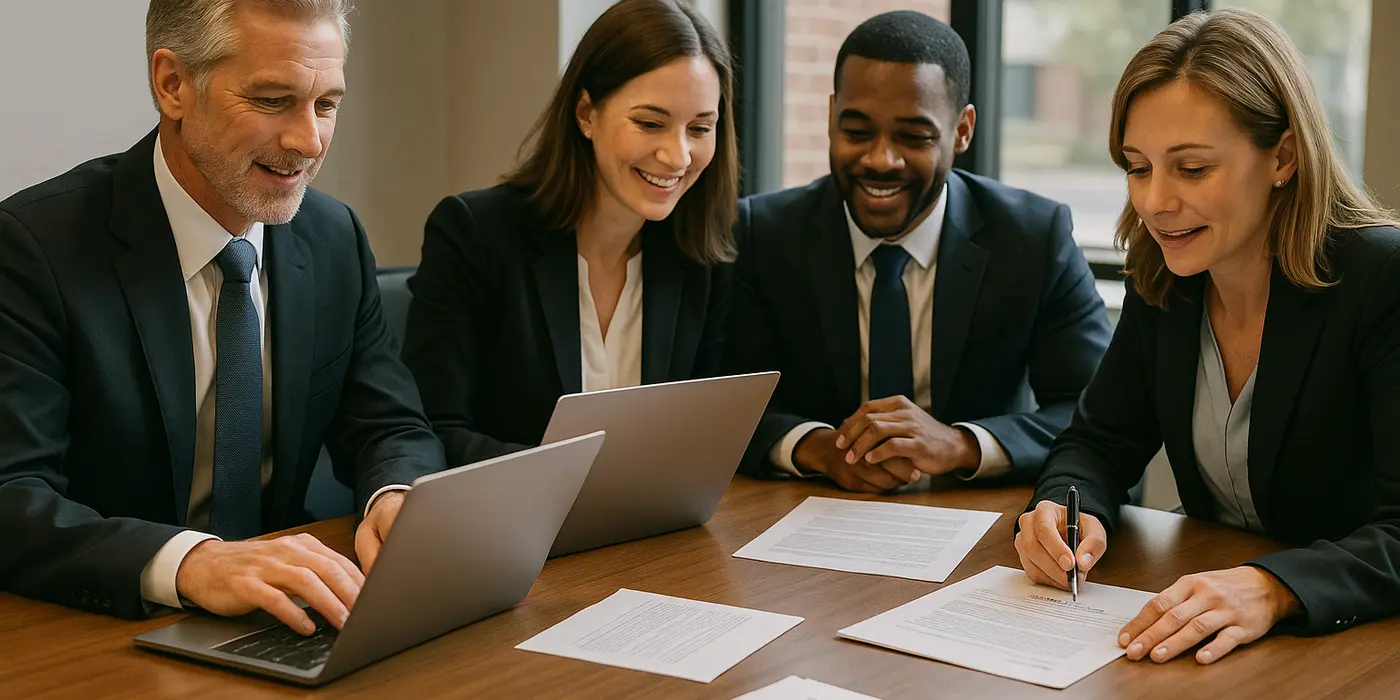 a group of lawyers in a meeting from Houston Lemon Law Lawyer A in League City, TX - League City TX a group of lawyers in a meeting from Houston Lemon Law Lawyer A in League City, TX - League City TX