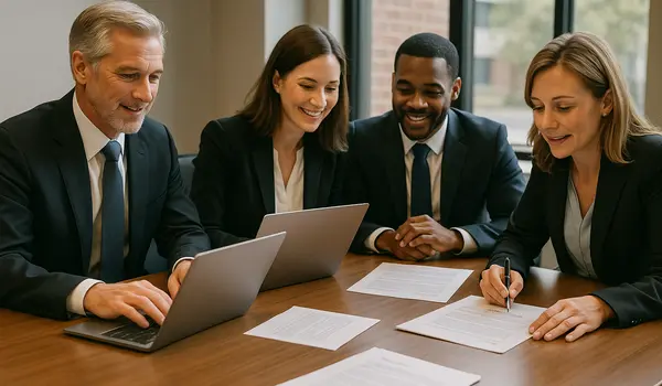 a group of lawyers in a meeting from Houston Lemon Law Lawyer A in League City, TX - League City TX